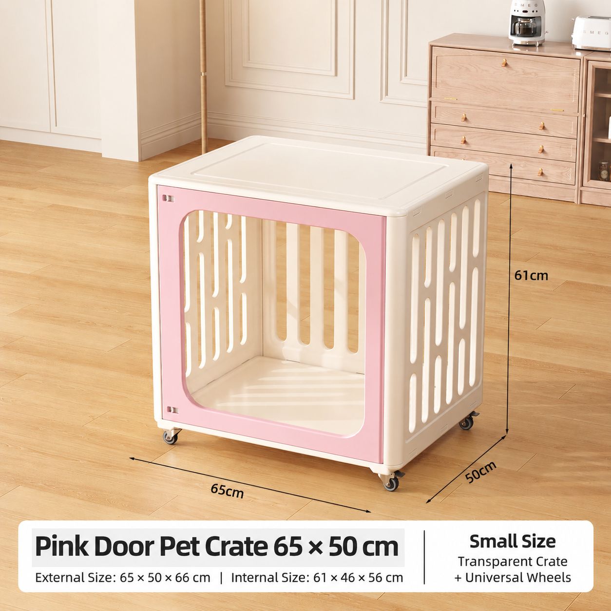 Small transparent cage-pink door