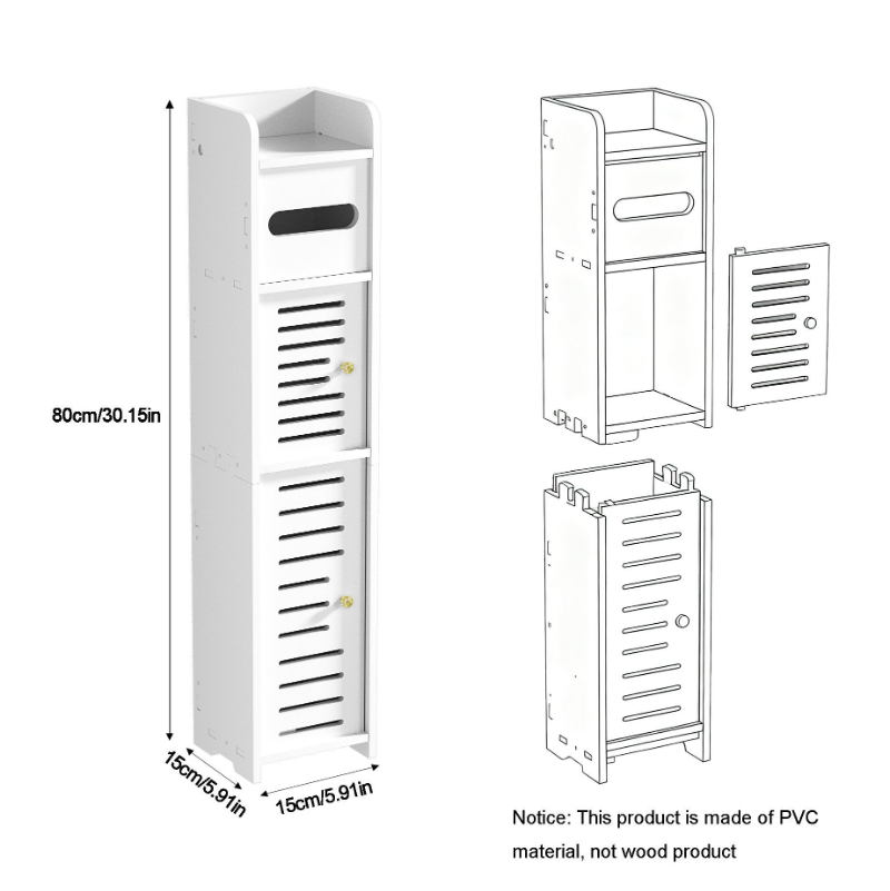 White 80 high 15*15 double door upper and lower splicing cabinet