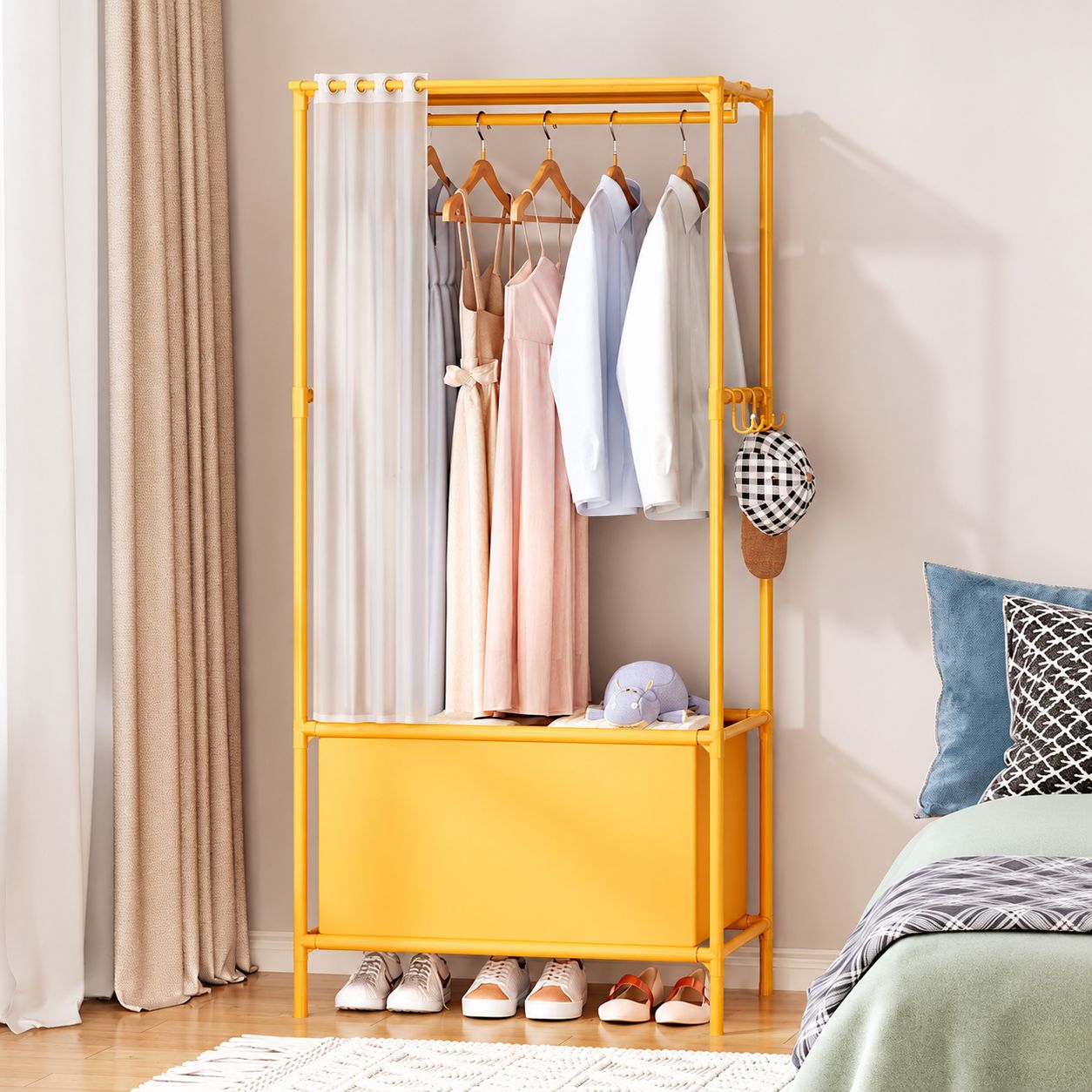 Single Row yellow-with curtain
