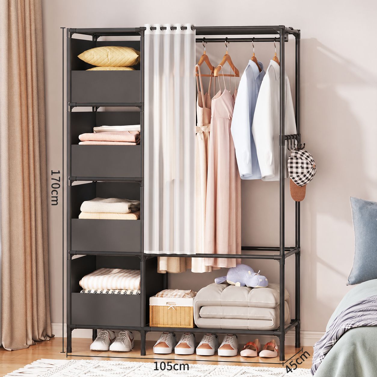 Double-row black with door curtain