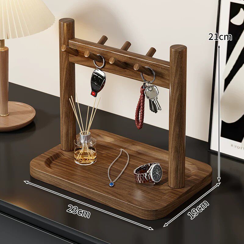 [walnut color] double pole storage rack [all solid wood material]