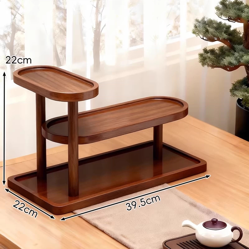 [walnut color] split-level storage rack [all solid wood material]