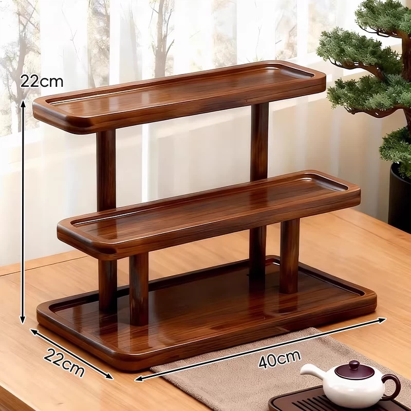 [walnut color] three-layer storage rack [all solid wood material]