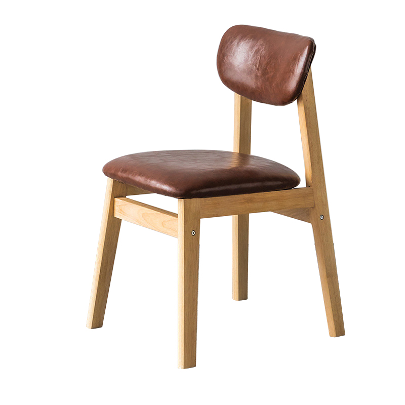 Brown Cushion [Oiled Leather] with Natural Wood Legs