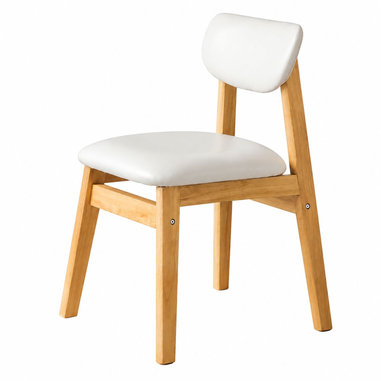 White Seat Cushion [Oiled Leather] with Natural Wood Frame