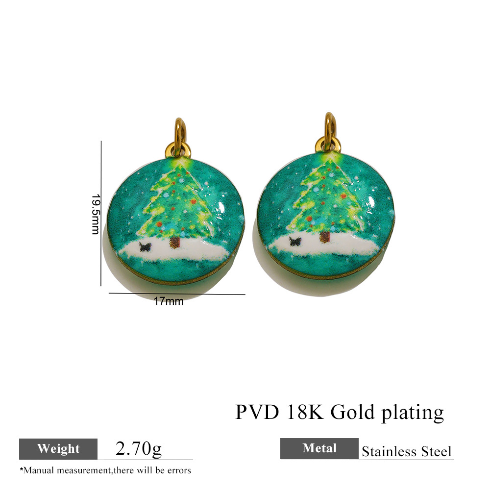 12:Gold round christmas tree pendant