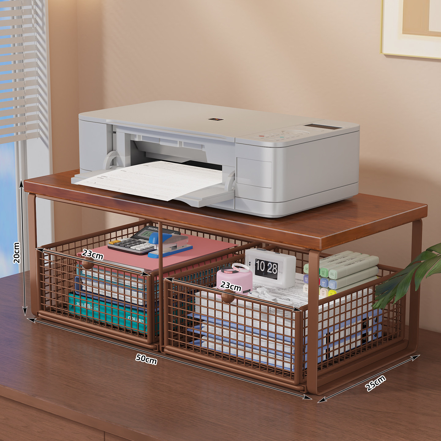 Brown + walnut board [double drawer]