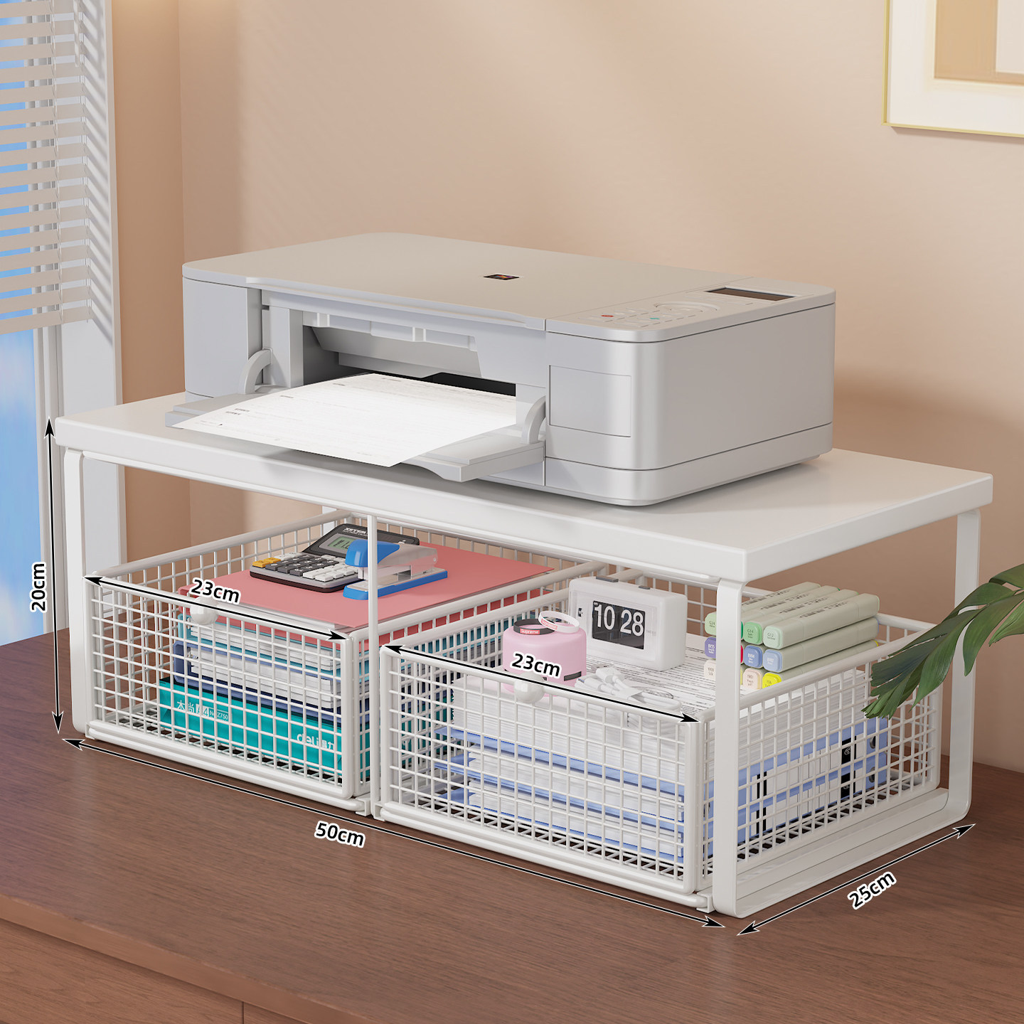 White shelf + white board [double drawer]