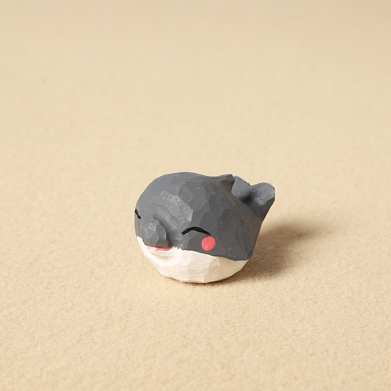 Wood carving gray dolphin-single ornament