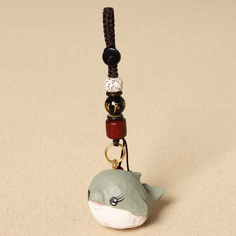 4:Wood carving light gray dolphin-six-character mantra