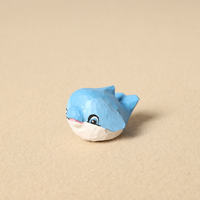 9:Wood carving blue dolphin-single ornament