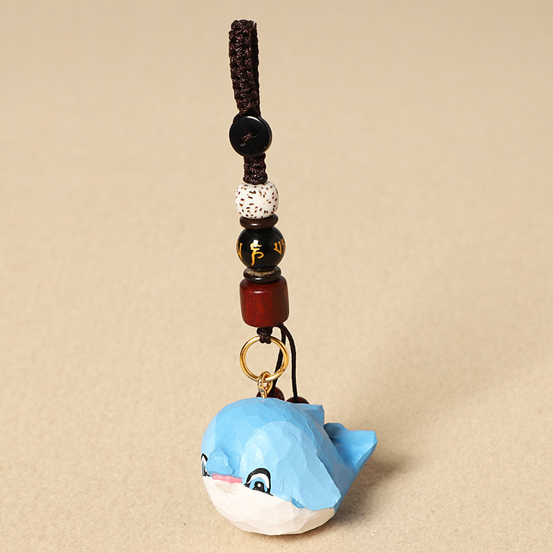 12:Wood carving blue dolphin-six-character mantra