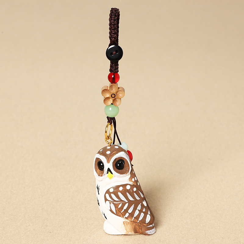 2:Wood carving owl-peach wood plum blossom style