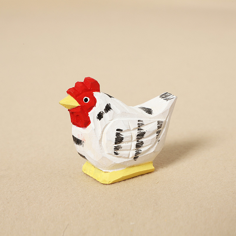 1:Wooden Carved White Chick - Decorative Item