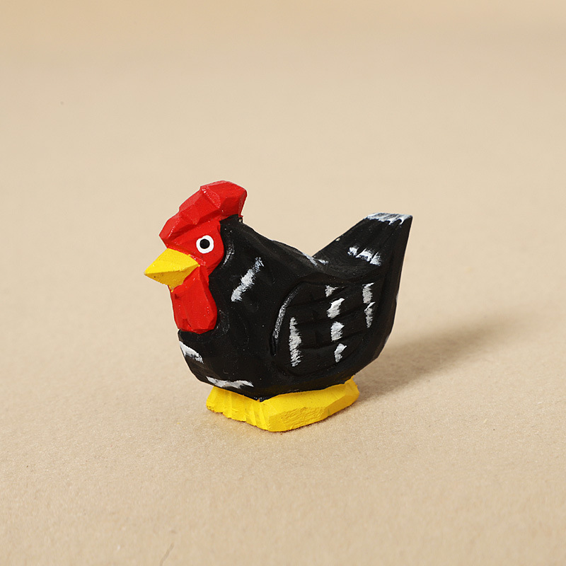 5:Wooden Carved Black Chick - Decorative Item
