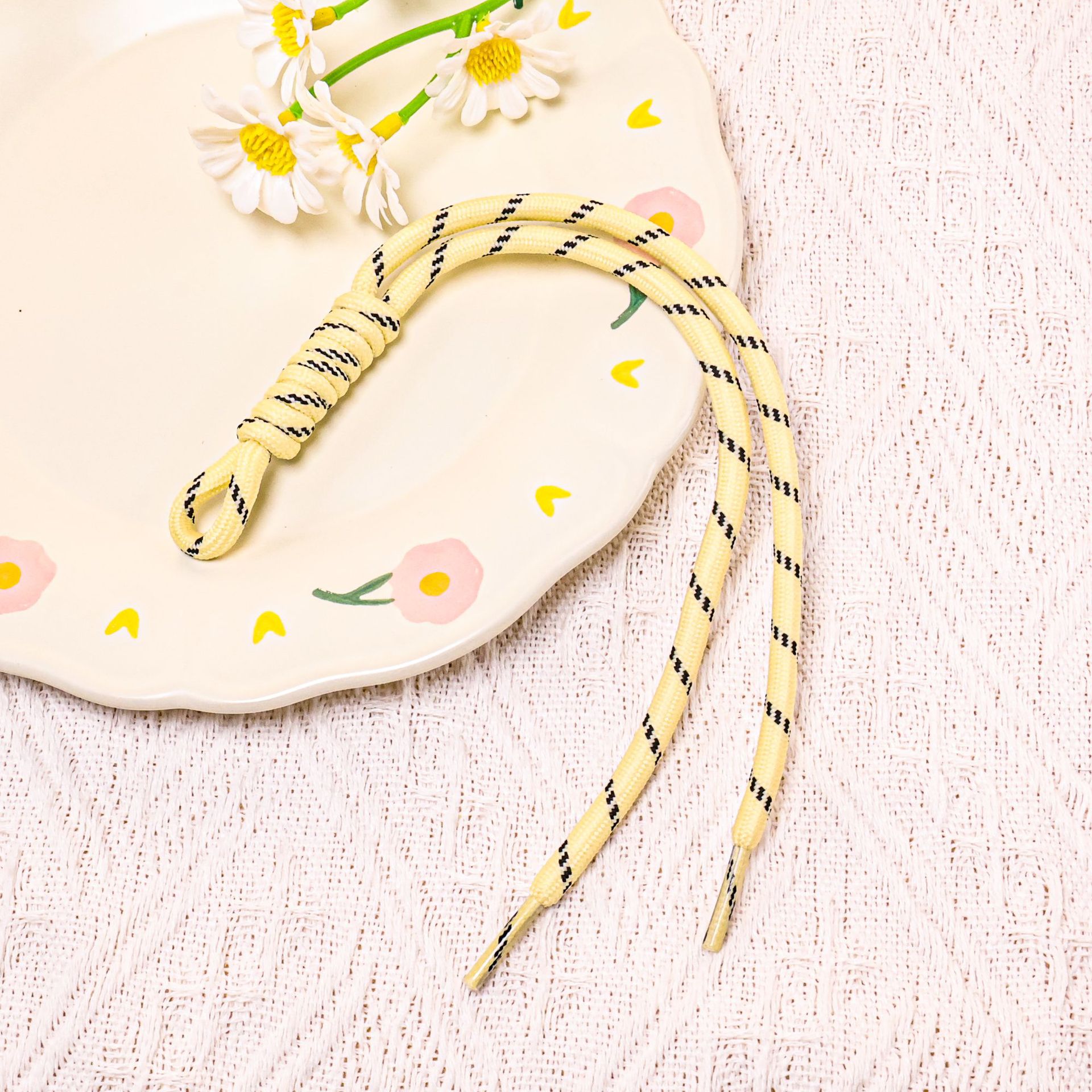 [Khaki] Colored lace double-strand cord