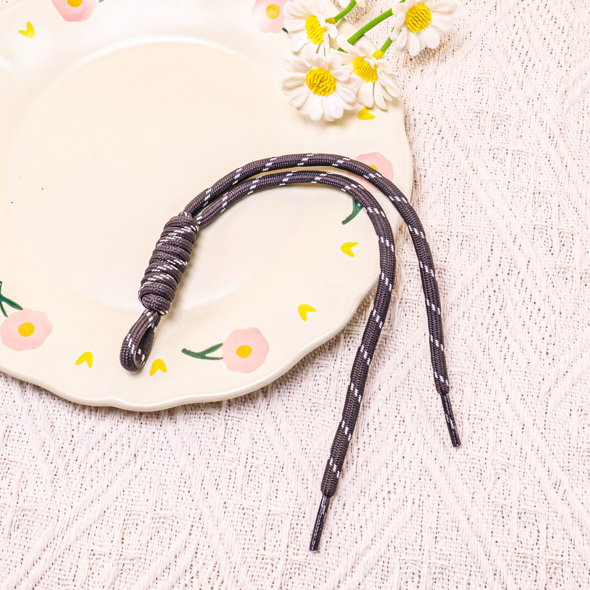 4:[Dark Gray] Colored Lace Double-Strand Cord