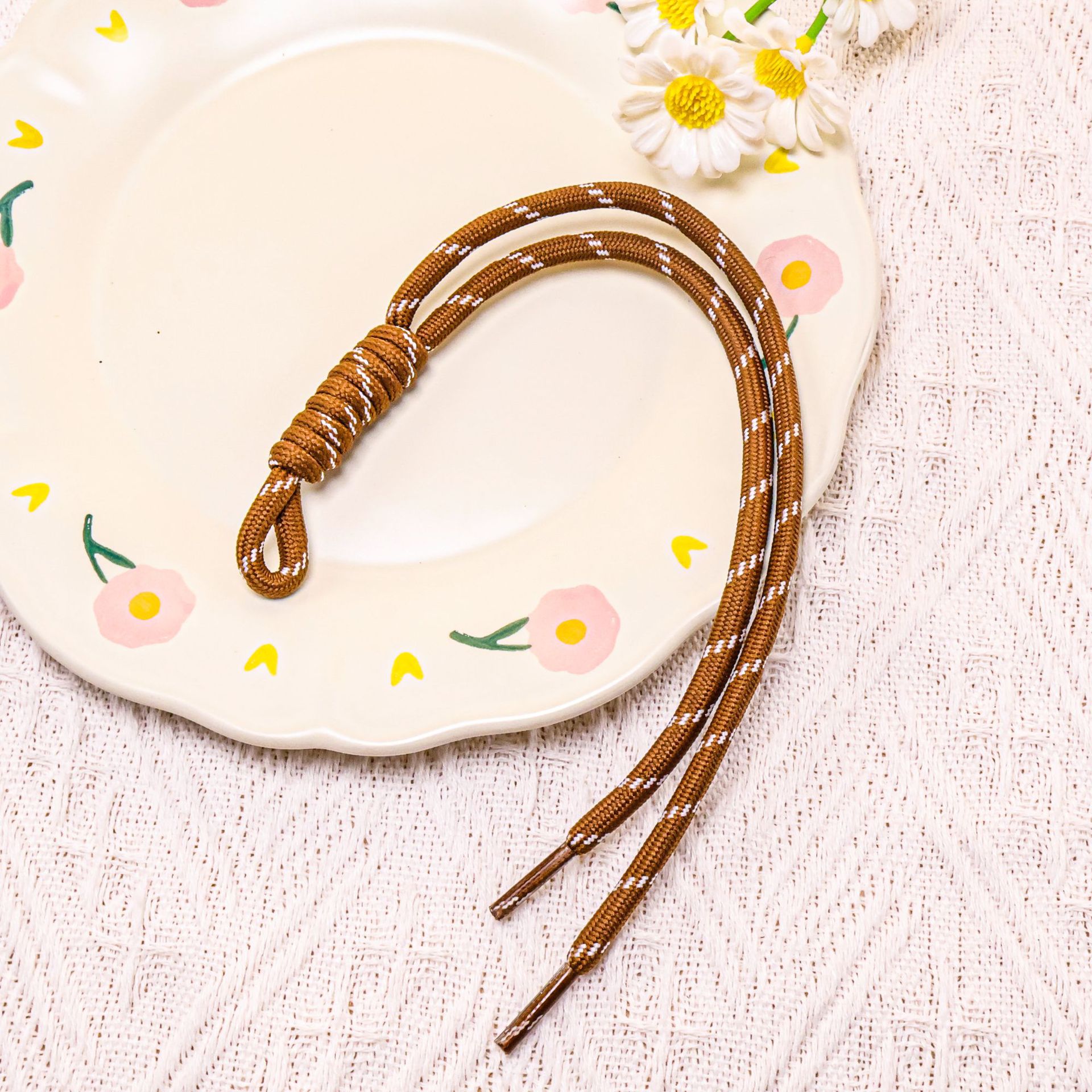 10:[Brown] Colored lace double-strand cord