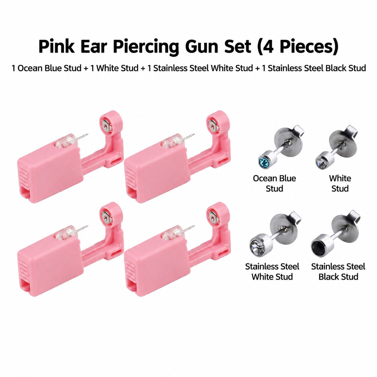 Pink ear hole gun 4-piece set 1 mini navy1 mini wh