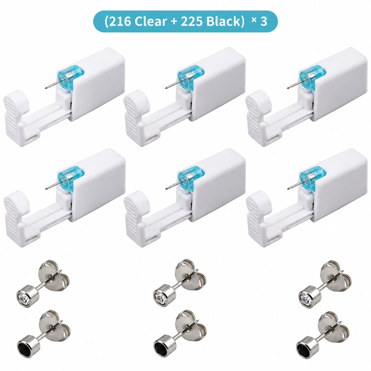 White ear piercing gun 6-Piece Set(216 White Diamo
