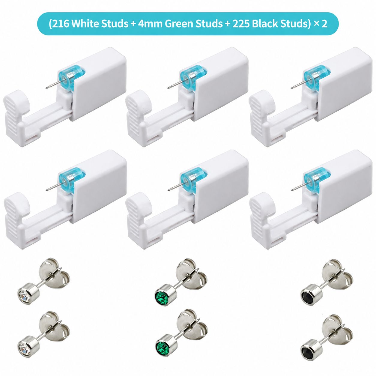 White ear piercing gun 6-Piece Set(216 white diamo