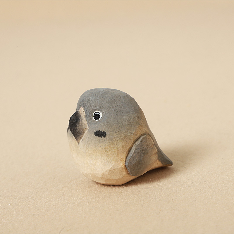 Wood carving gray parrot-ornament model