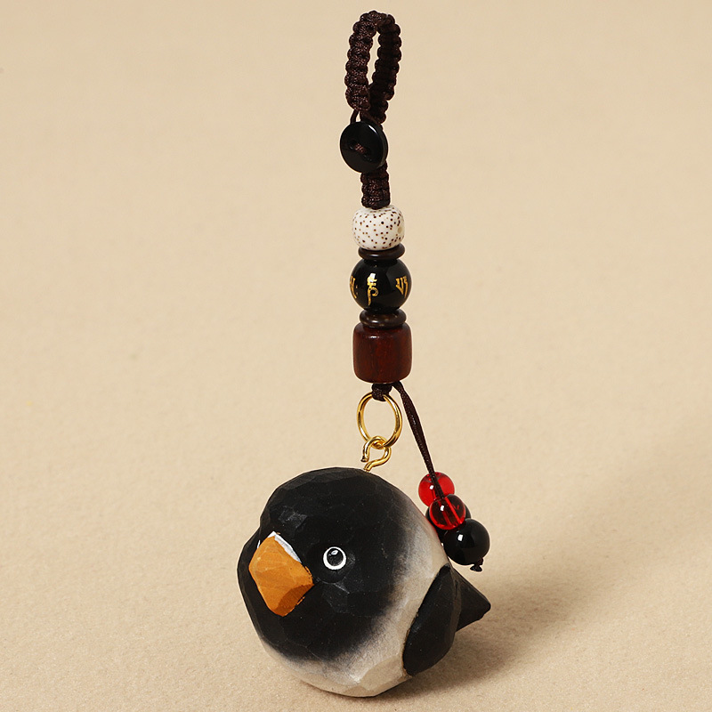 Wood carving charcoal black parrot-six-syllable ma