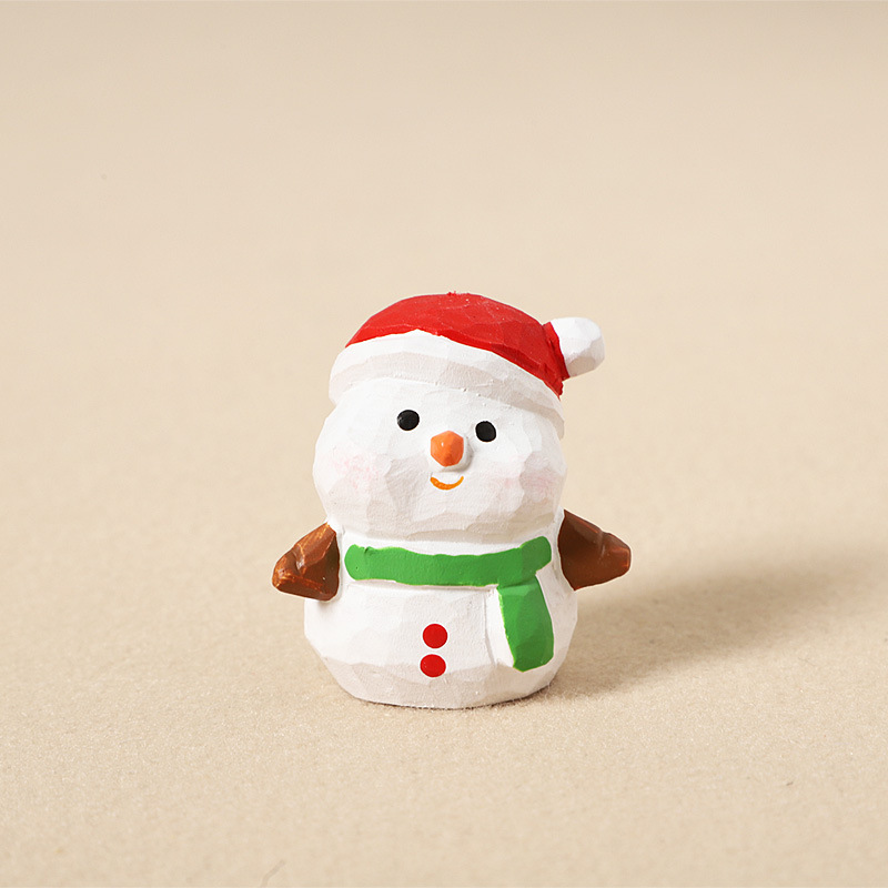 1:Wooden carved snowman - ornament