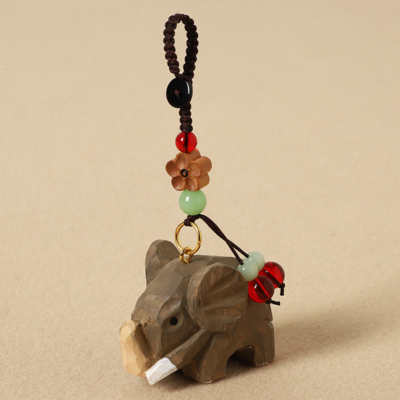 Wood carving elephant-peach wood plum blossom styl