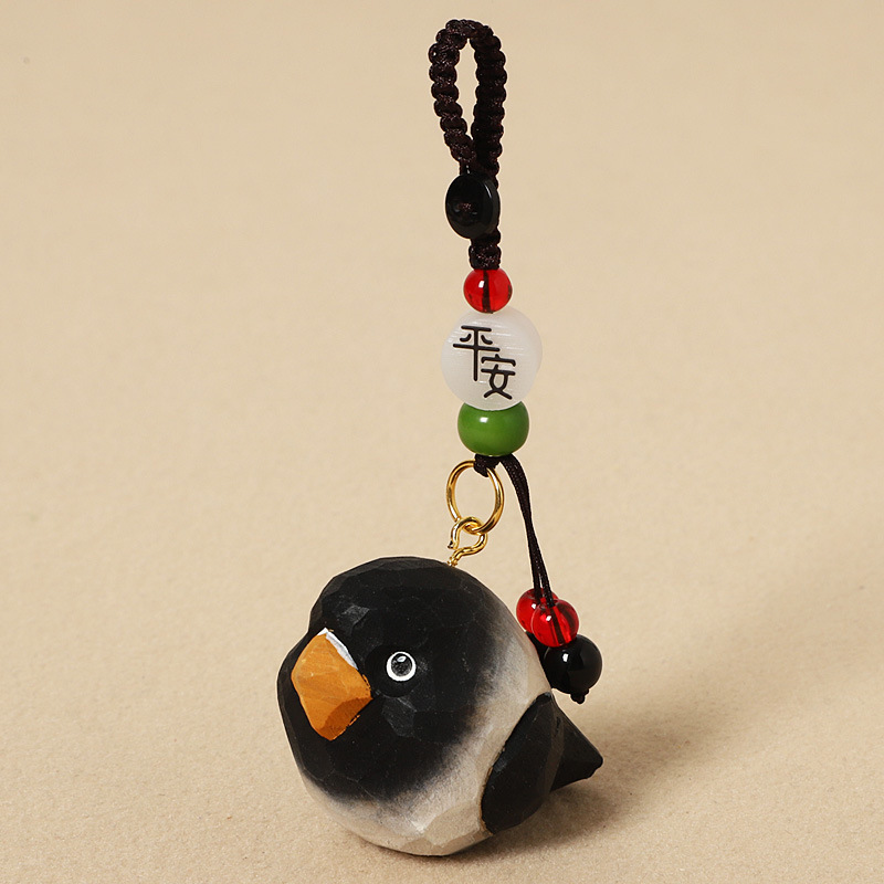 7:Wood carving charcoal black parrot - peace edition