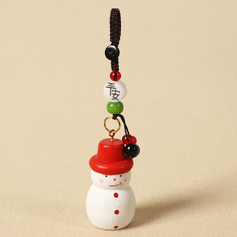 Wooden carved snowman - peace & security edition