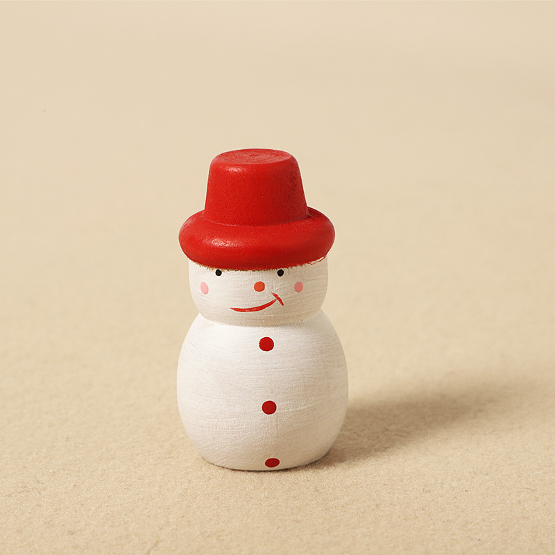 1:Wooden carved snowman - single ornament