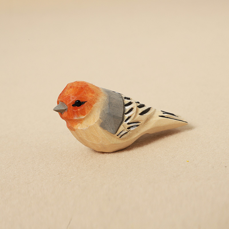Wood carving orange-fronted tit - ornament style