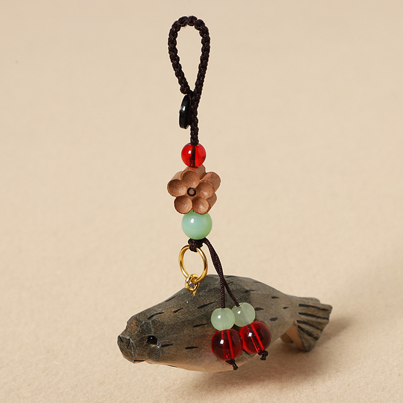Wooden carved seal - peach wood plum blossom desig