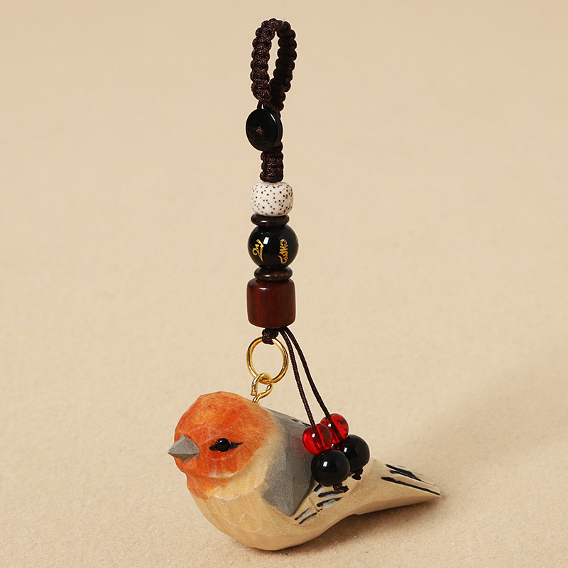 8:Wood carving orange-fronted tit-six-character mantra