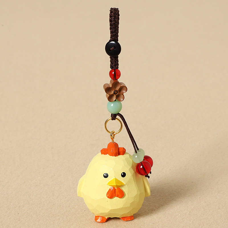 Wooden Carved Chick - Peach Wood Plum Blossom Desi