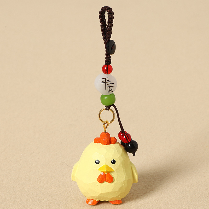 Wooden Chicken Figurine - Peace and Prosperity Des