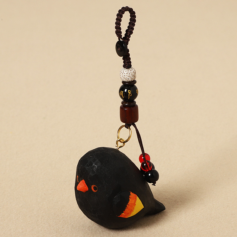 Wood-carved Red-winged Black Warbler - Six-Syllabl