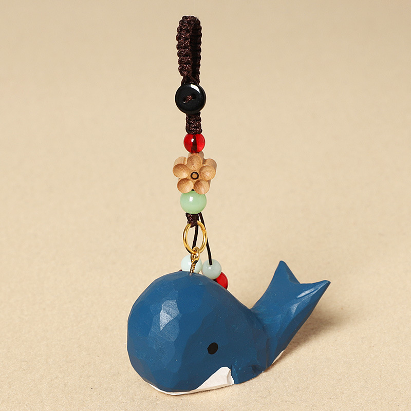 Wood carving blue whale-peach wood plum blossom st