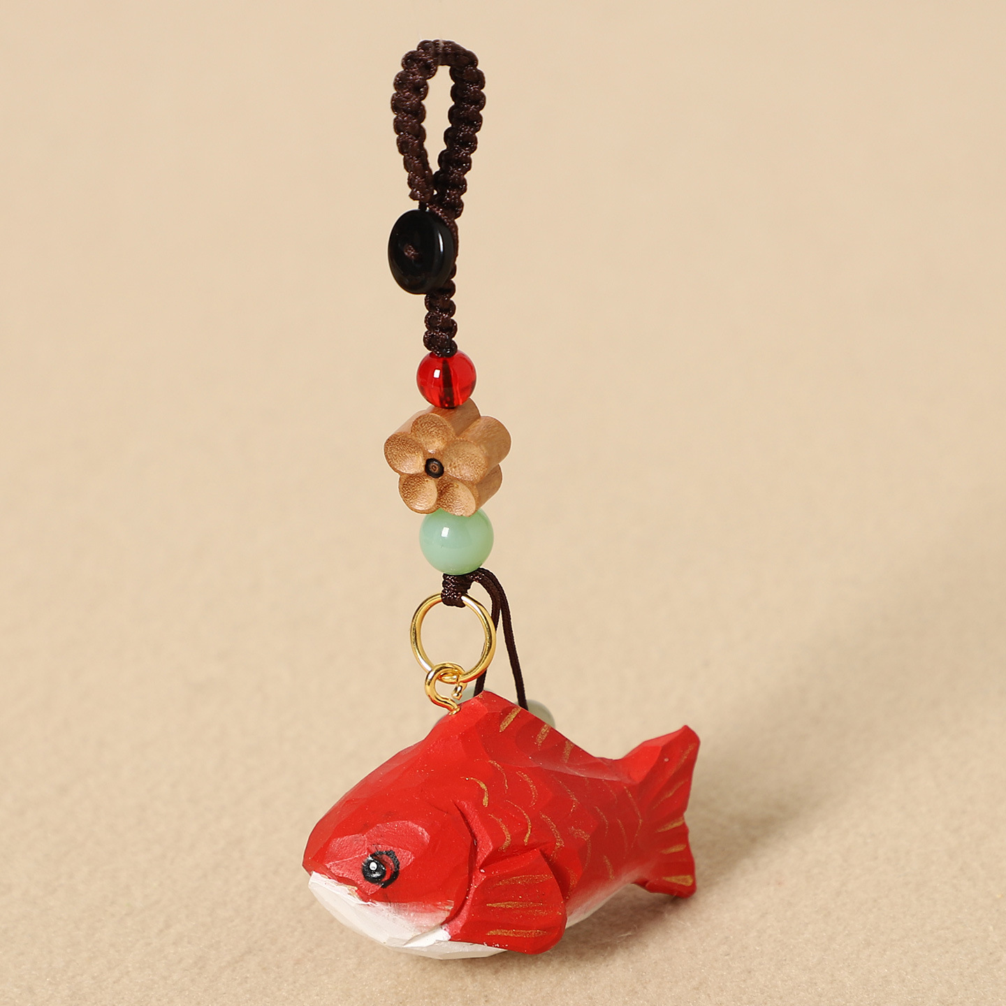 Wood carving small koi-peach wood plum blossom sty