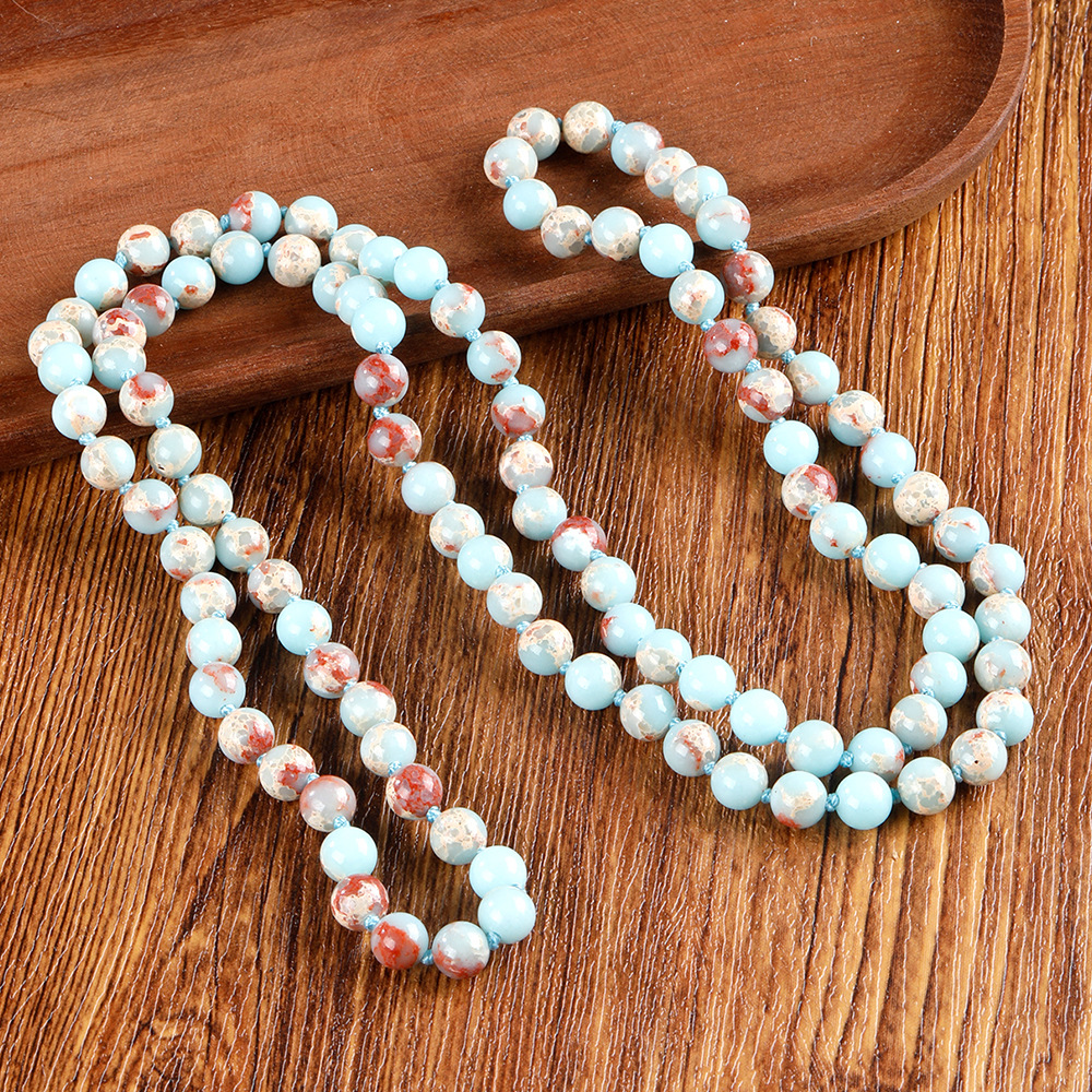 108 8mm Shoushan stones knotted together