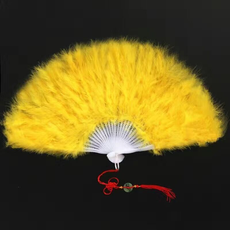 28 PCs feather fan yellow