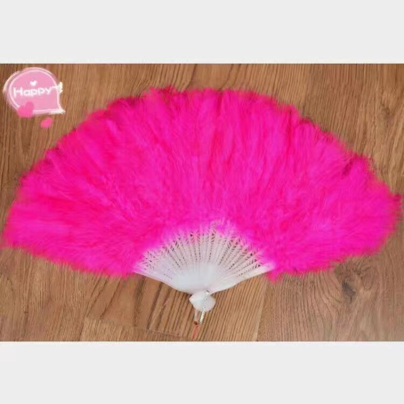 28 PCs feather fan Rose Red