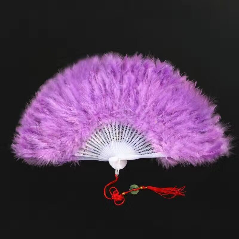 28 PCs feather fan light purple