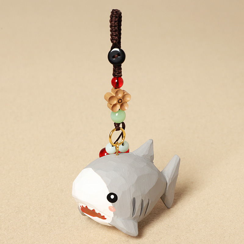 Wood carving big shark-peach wood plum blossom sty