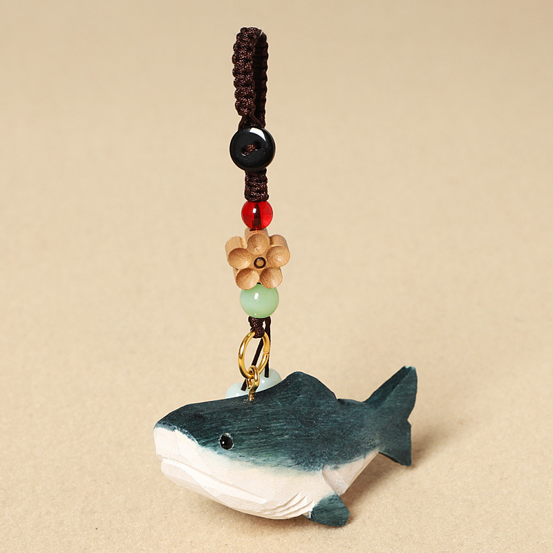 6:Wooden carved shark - peach wood plum blossom design