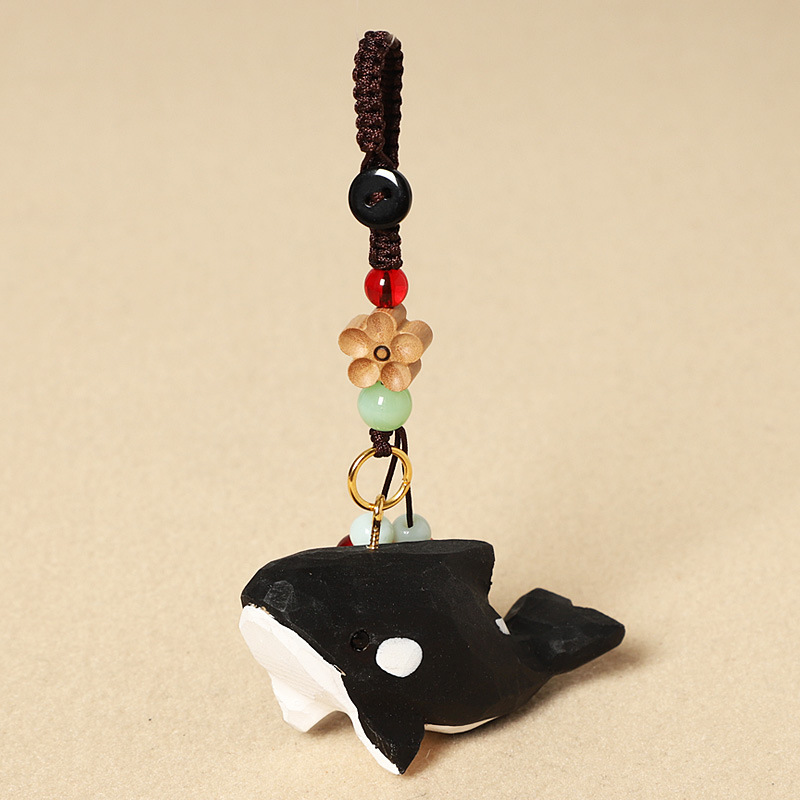 Wood carving killer whale-peach wood plum blossom