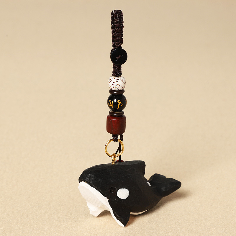 Wood carving killer whale-six-character mantra