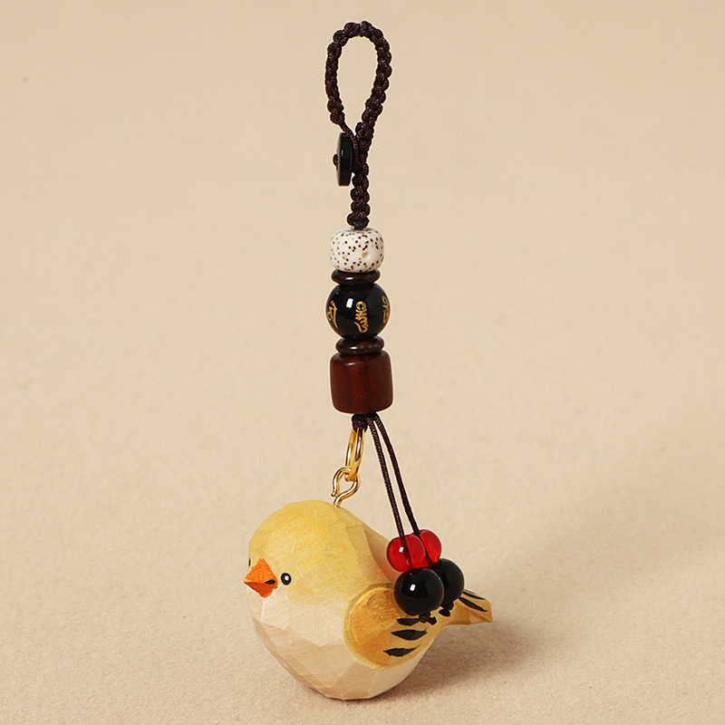 Wood-carved Yellow Little Fat Bird - Six-Syllable