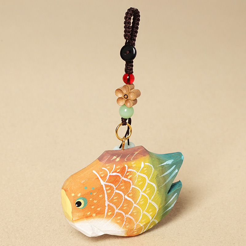 Wood carving large koi-peach wood plum blossom sty